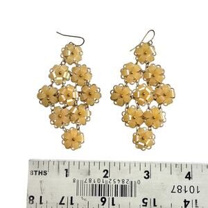 Cluster Flower Dangle Earrings Pale Orange Gold Tone Floral Jewelry AS IS